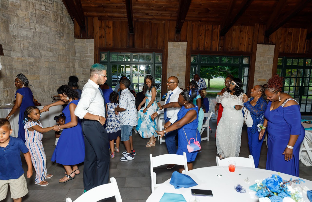 Guests dancing at the Promontory Point reception
